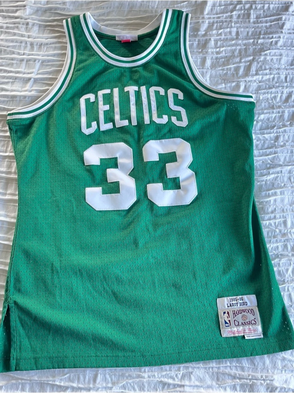 Larry Bird Green and White Celtics #33 Hardwood Classics Jersey